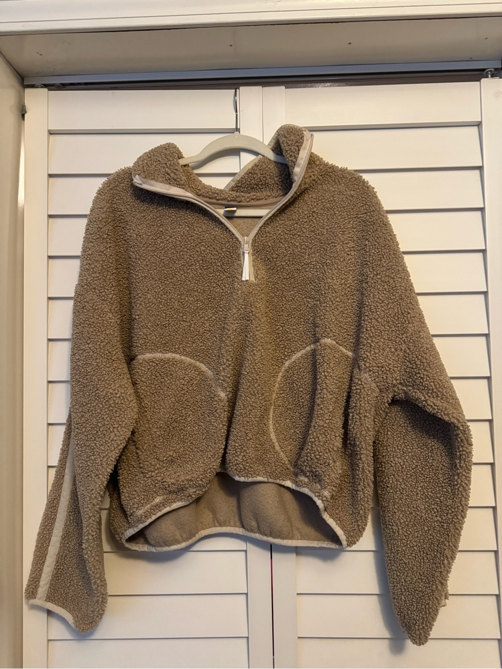 Cozy Half-Zip Teddy Pullover Sweater - Taupe